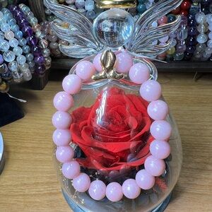 Pink Opal 10MM Beaded Bracelet Natural Color Quartz Crystal 6.75”